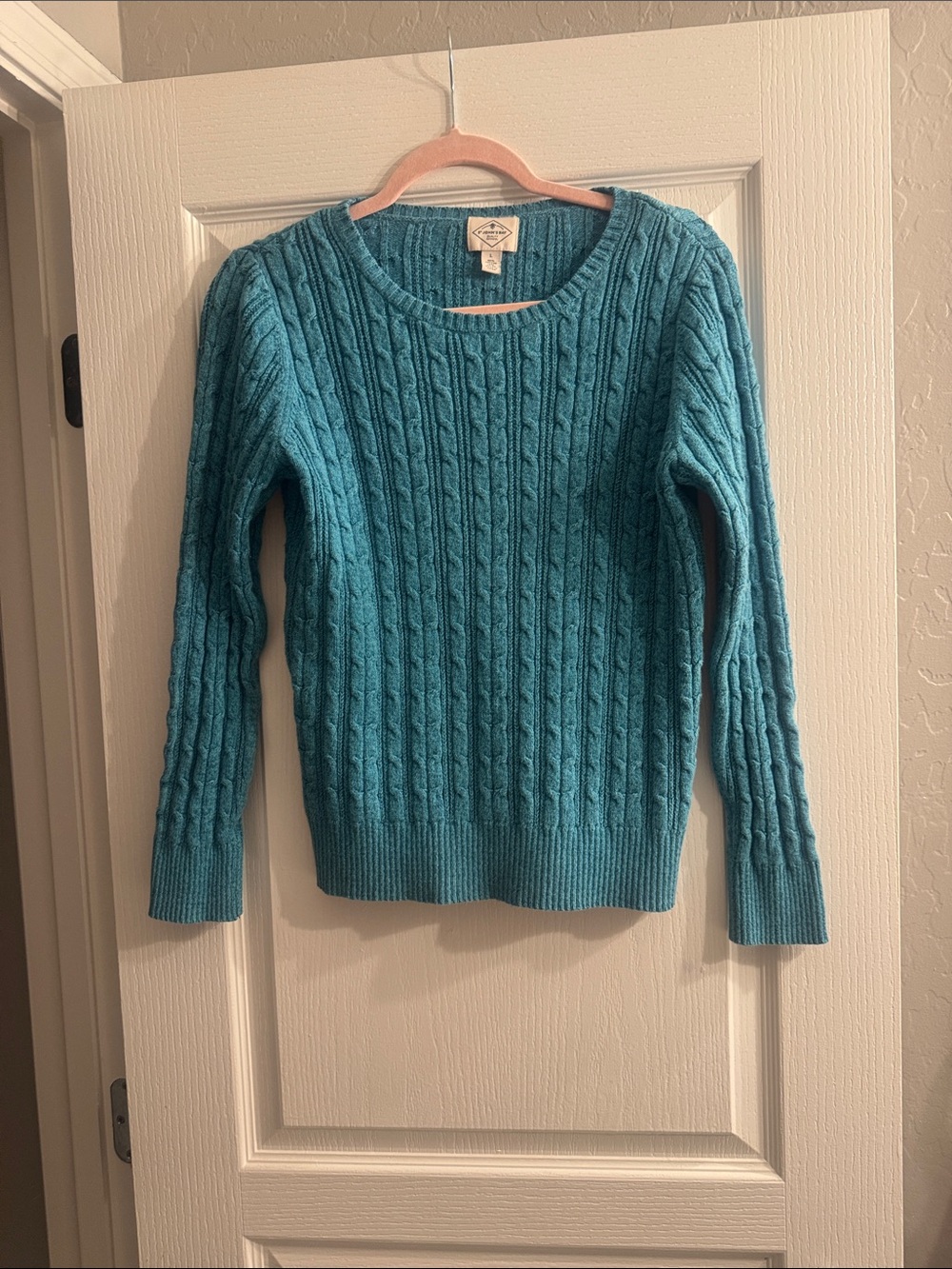 Saint John's Bay Active Teal Cable-Knit Scoopneck Sweater